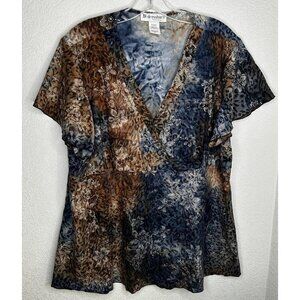 Dressbarn Shirt Womens 3X Vintage Babydoll Fairy Grunge Surplice Embellished